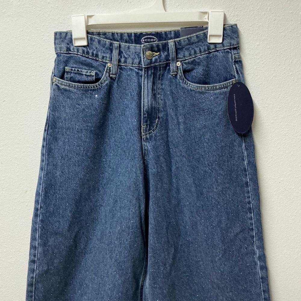 Scoop Womens‎ Rhinestone Wide Leg High Rise Jeans Caliber Blue SC020557B Size 0 - Picture 9 of 16